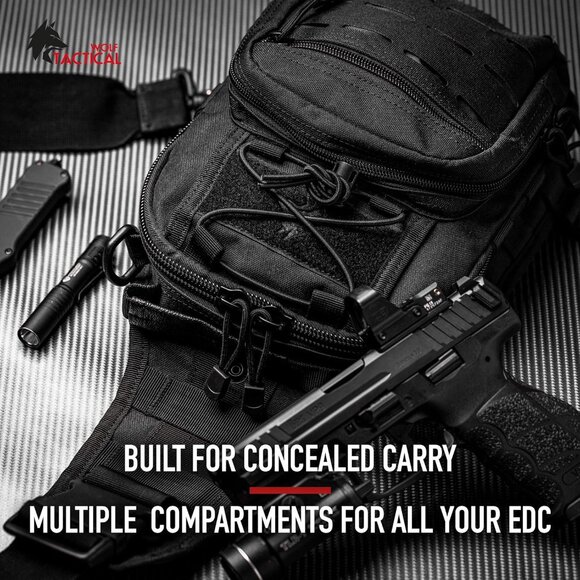 Compact EDC Sling Bag - Concealed Carry Shoulder Bag for Range, Travel, Hiking, - Picture 4 of 6